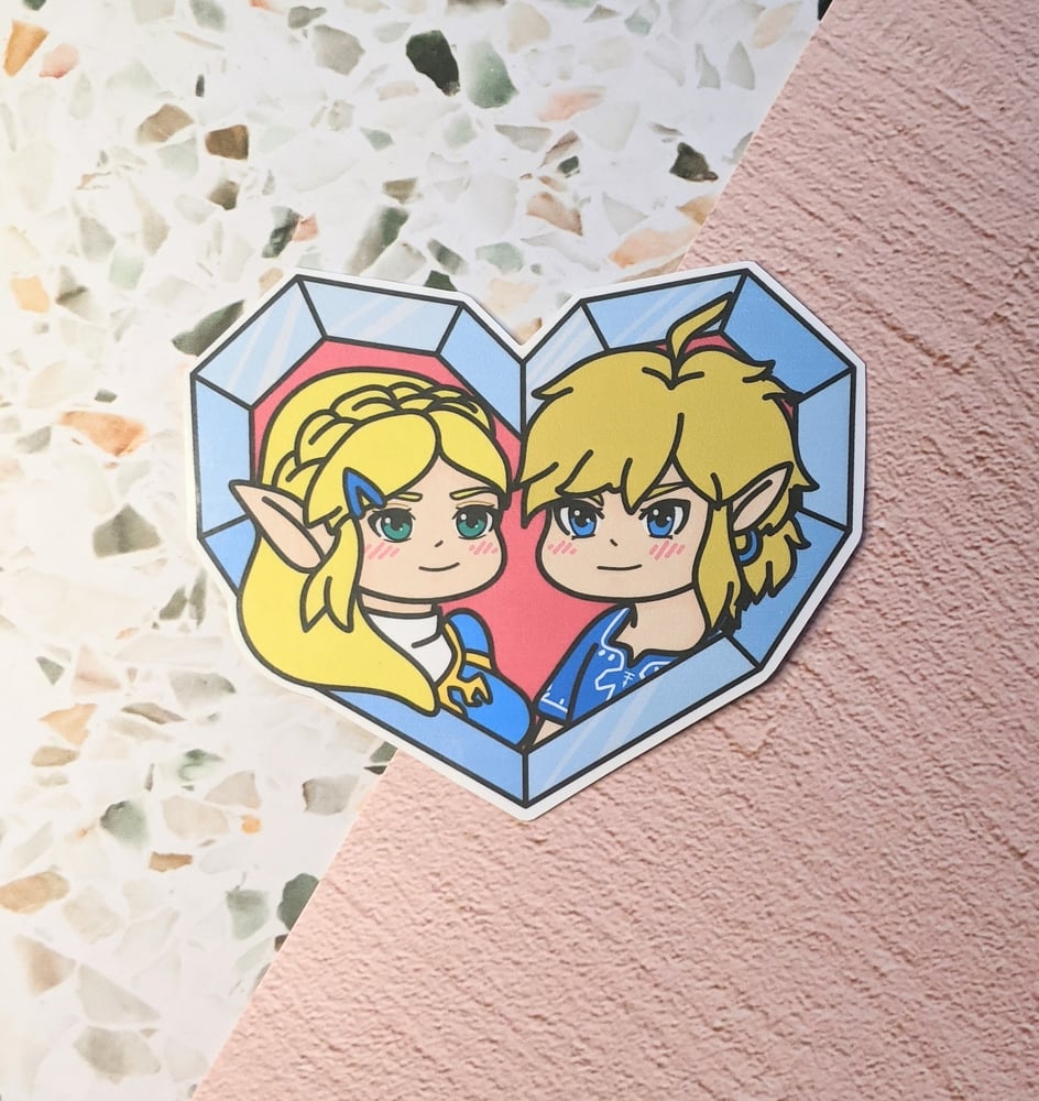 Image of Cute Couple Heart Vinyl Sticker