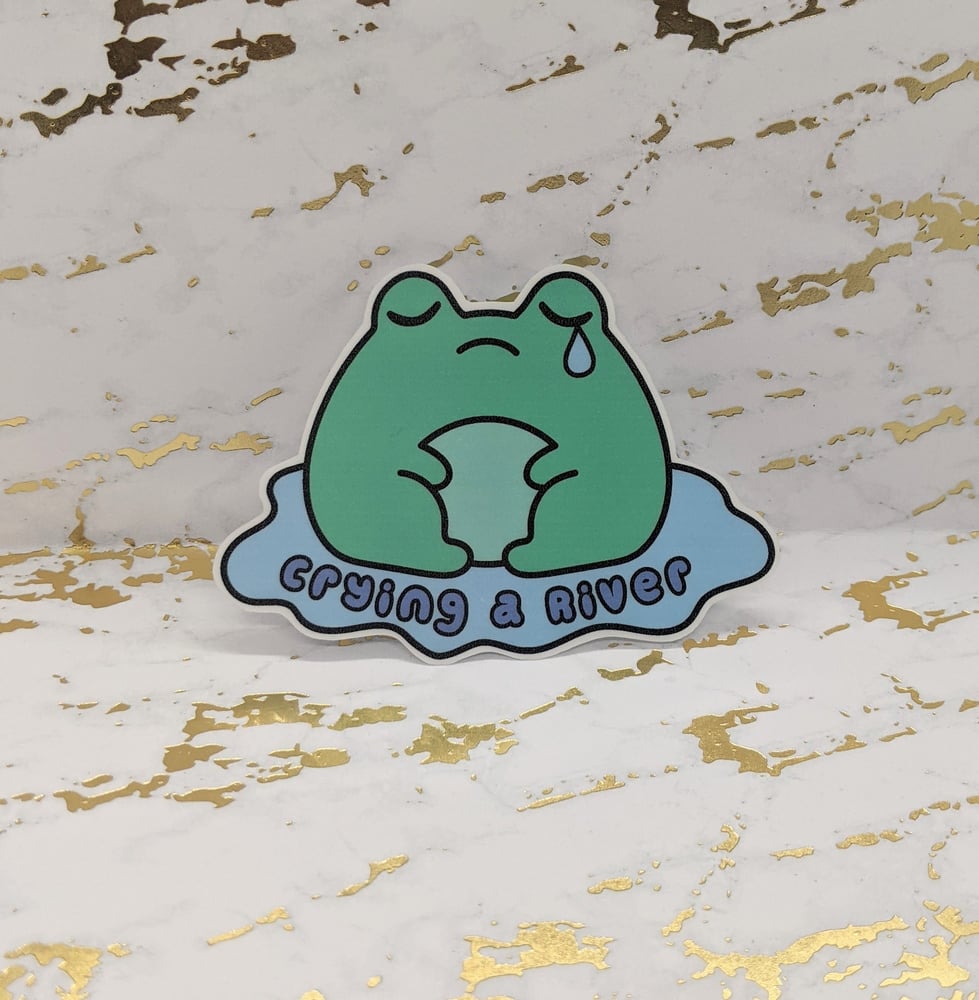 Image of Crying a River Frog Vinyl Sticker