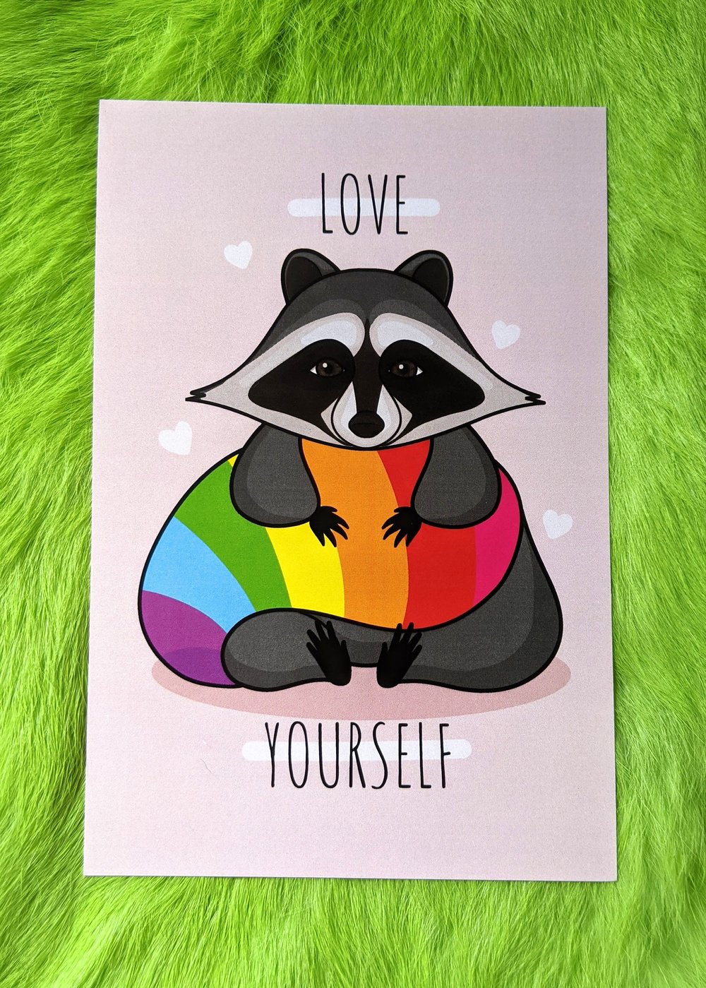 Image of Love Yourself Pride Raccoon Print