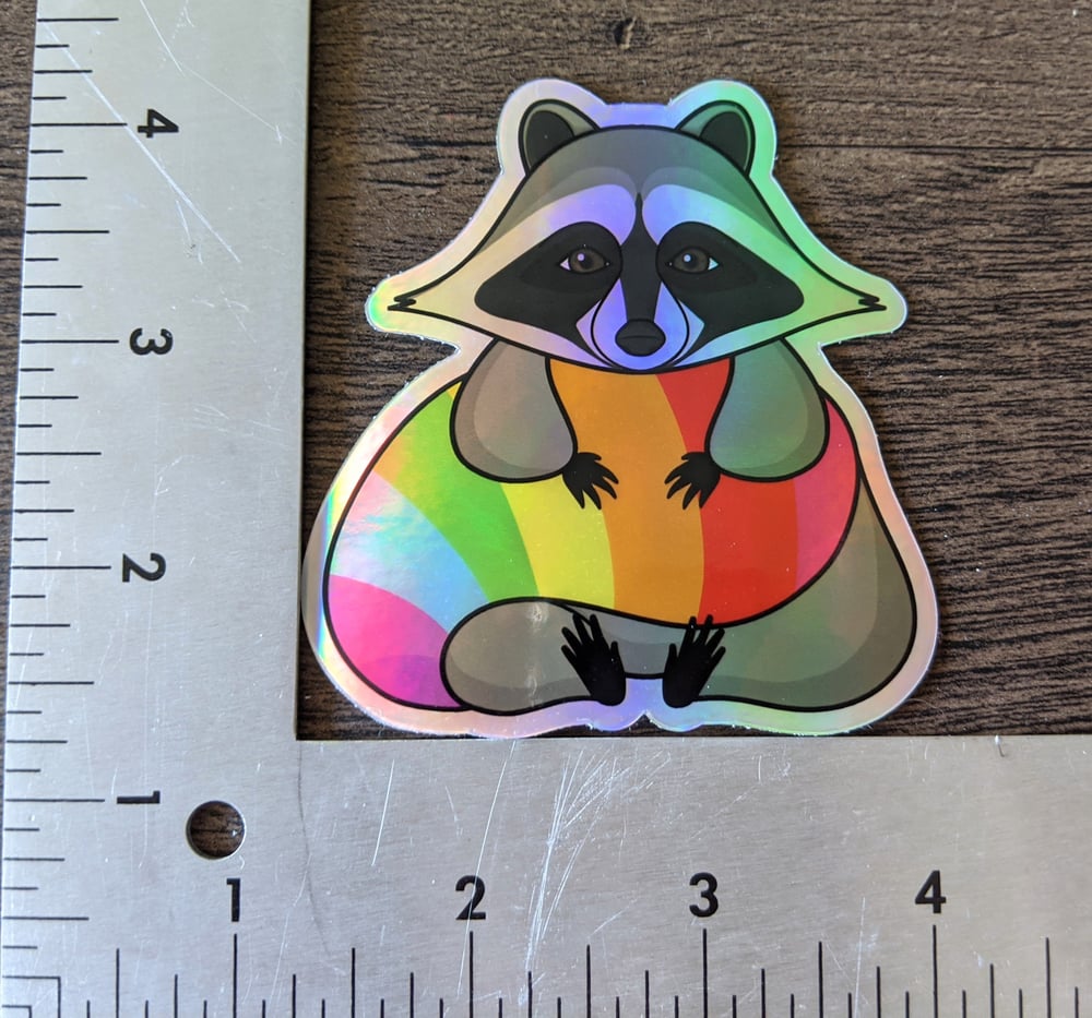 Image of Holographic Pride Raccoon Sticker