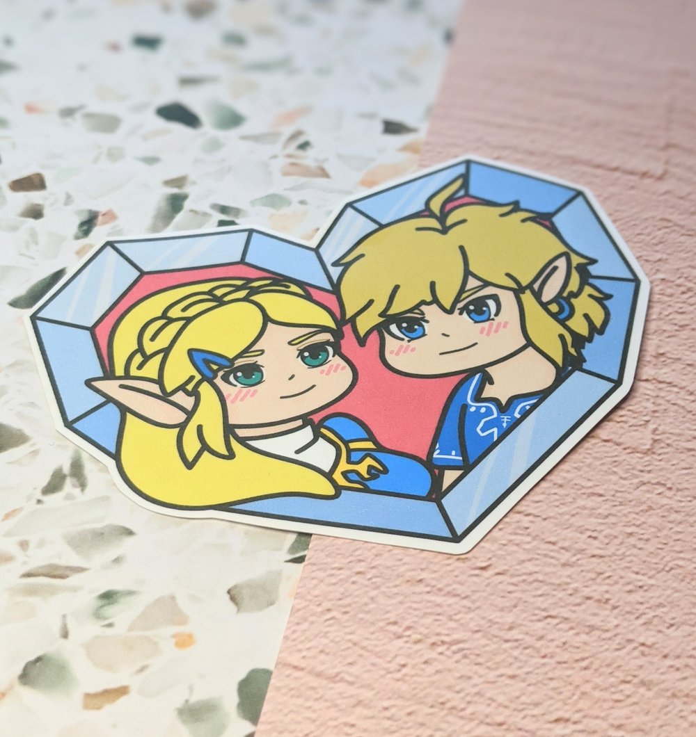 Image of Cute Couple Heart Vinyl Sticker