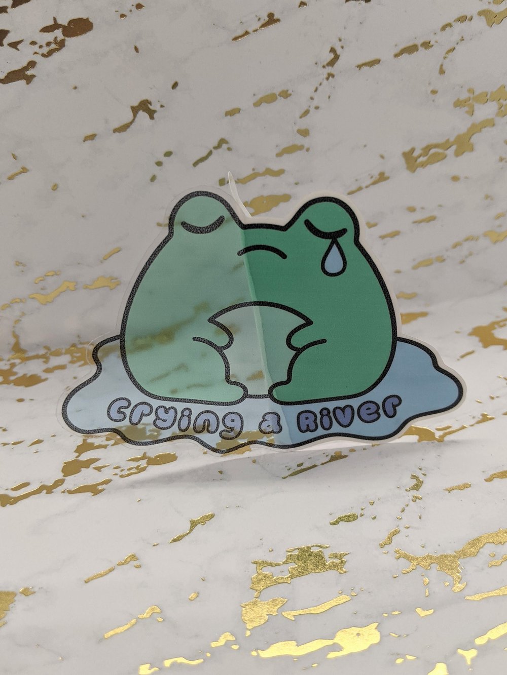 Image of Crying a River Frog Vinyl Sticker
