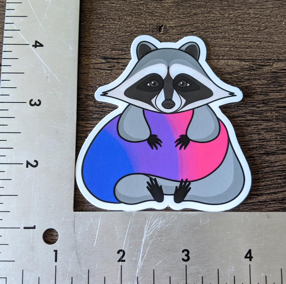 Image of Bisexual Flag Raccoon Sticker