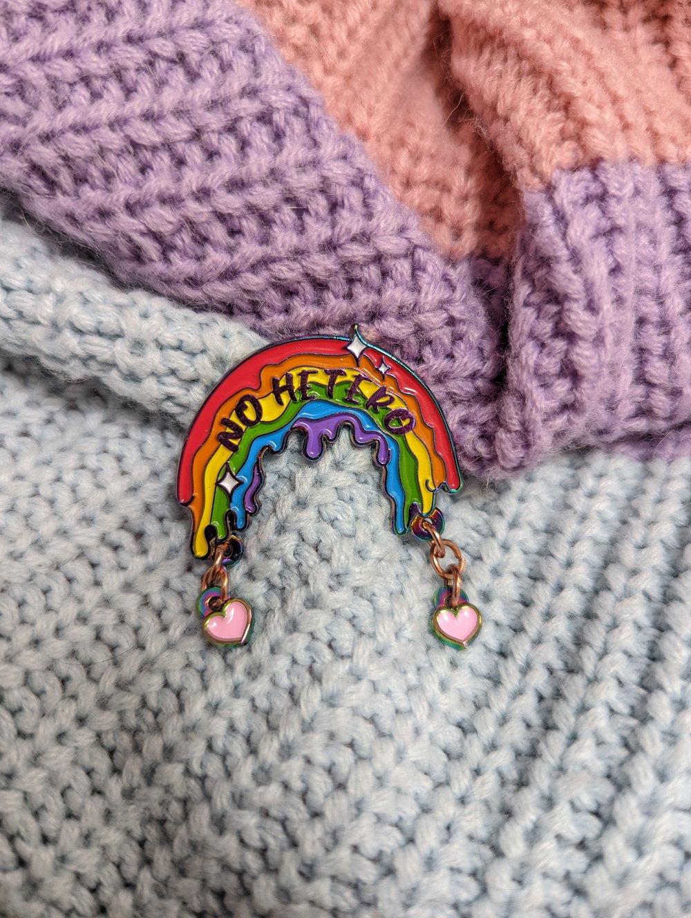 Image of No Hetero Rainbow Enamel Pin