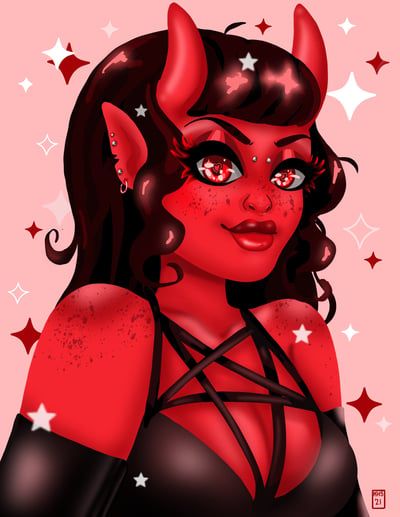 Image of Cute Demon Girl Print