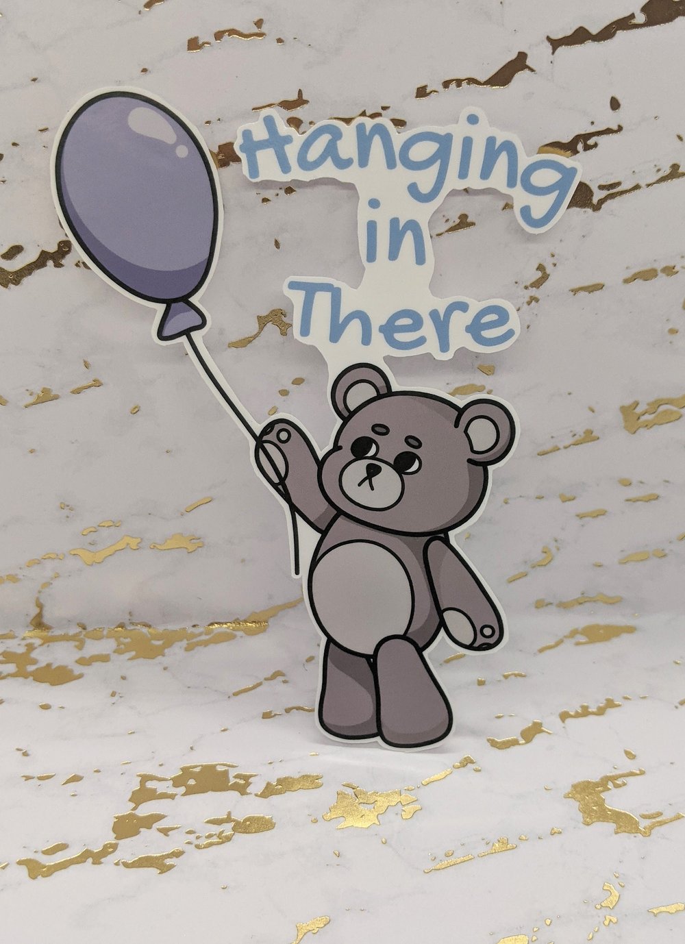Image of Hanging In There Bear Vinyl Sticker