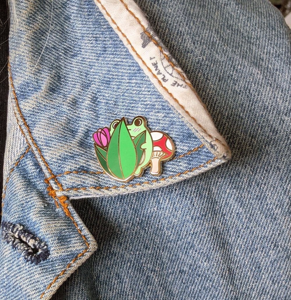 Image of Shy Frog Enamel Pin