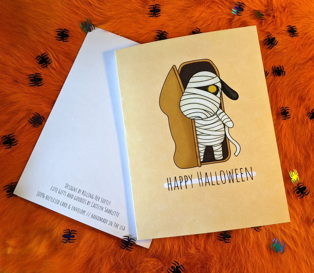 Image of Lucky the Dog Halloween Greeting Card
