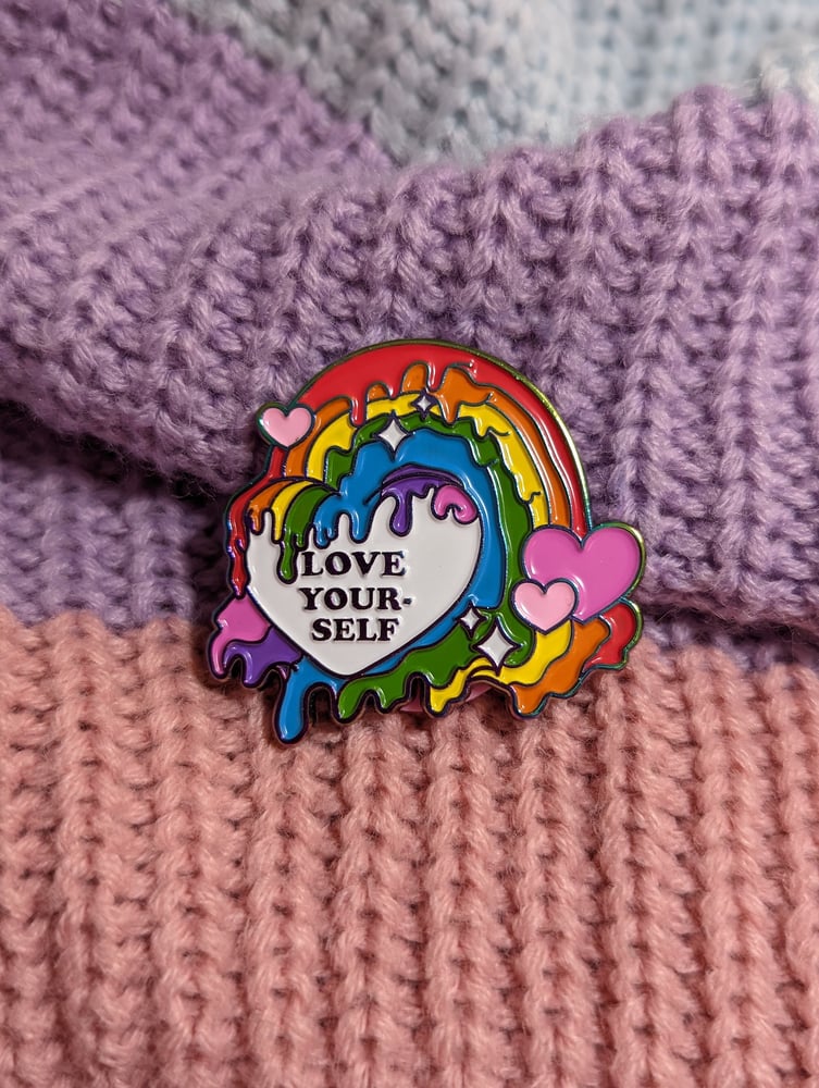 Image of Love Yourself Rainbow Pride Enamel Pin