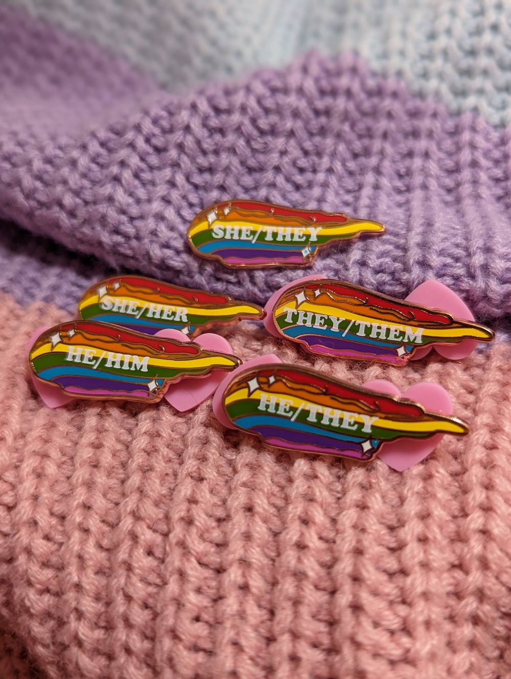 Image of Pronoun Rainbow Enamel Pins