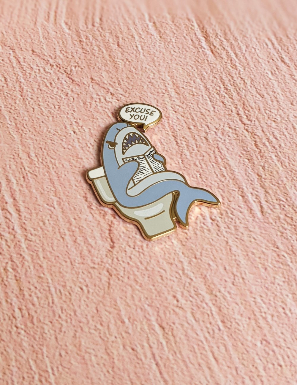 Image of Angry Tony Excuse You Shark Enamel Pin