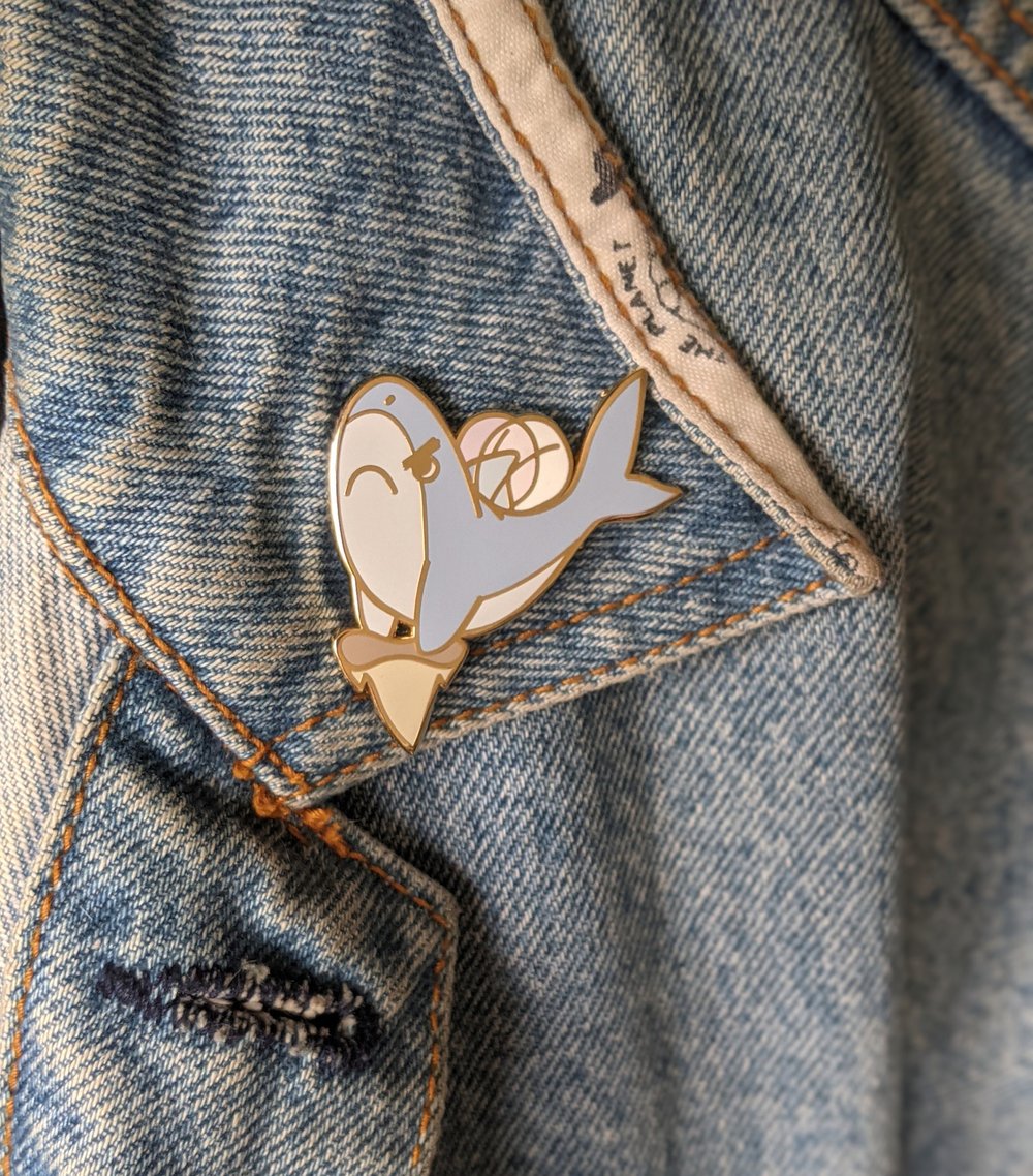 Image of Angry Tony Tooth Fairy Shark Enamel Pin