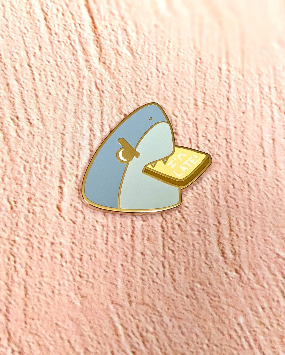 Image of Angry Tony I'm Late Shark Enamel Pin