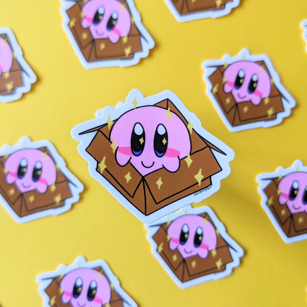 Image of Kirby in a box sticker