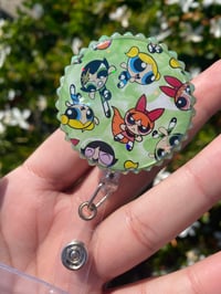Image 2 of Fighter Girl Resin Badge Reel - Pick Your Color!