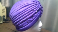 Image 2 of Purple Pleated Turban (Trinity Collection)