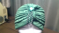 Image 1 of Green Pleated Turban (Trinity Collection)