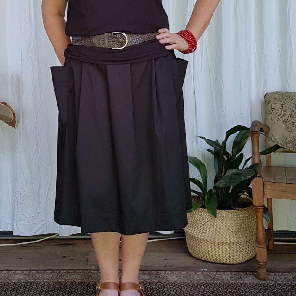 Image of Black sateen Lola skirt