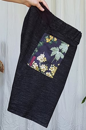 Image of Black denim flower pocket skirt
