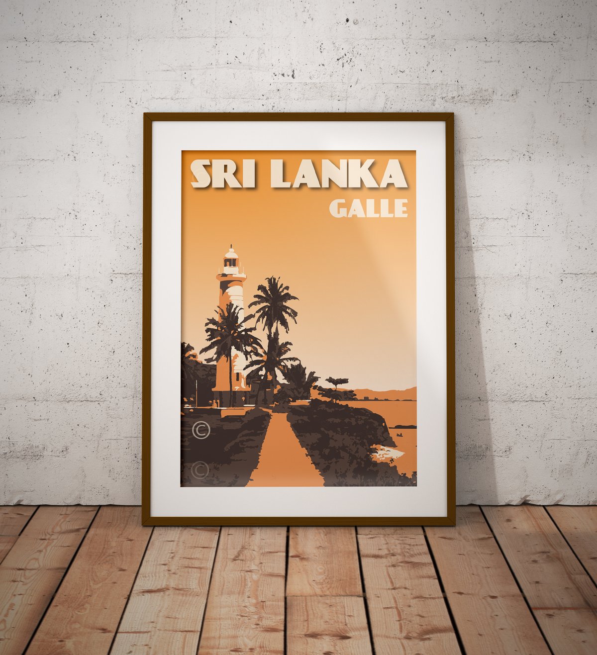 Image of Vintage Poster Sri Lanka - Fort Galle - Orange - Fine Art Print