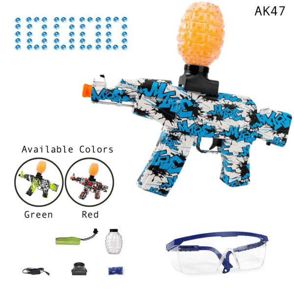 Image of AK47 - Toy Gel Ball Blaster Starter Kit With 5000 7-8 mm Water Beads, Hopper and Safety Googles