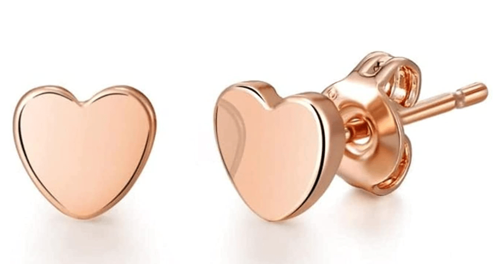 Image of 14 kt Rose Gold Heart Studs 