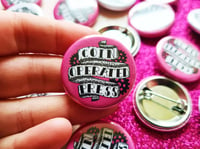 Image 2 of Pin Badge: Coin-Operated Press Logo (Pink)
