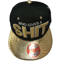 Image 1 of "Who Gives A Shit" Snapback Caps - Baseball Caps & Snap Backs with Embossed Bib