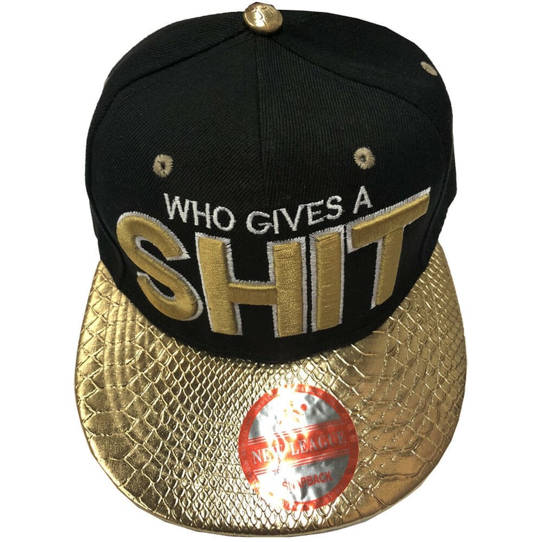 Image of "Who Gives A Shit" Snapback Caps - Baseball Caps & Snap Backs with Embossed Bib