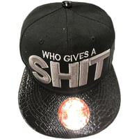 Image 2 of "Who Gives A Shit" Snapback Caps - Baseball Caps & Snap Backs with Embossed Bib