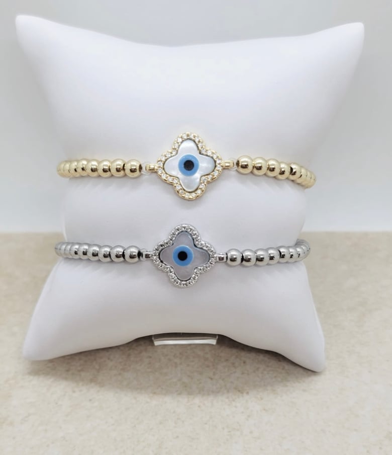 Image of Evil Eye beaded bracelets (clover, Hamsa, eye available below)