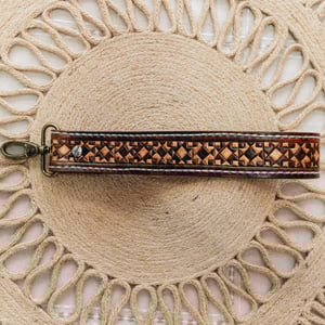 Image of Tooled Barn Quilt Wristlet Keychain