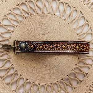 Image of Tooled Barn Quilt Wristlet Keychain