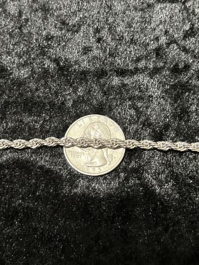 Delight Gold - White Gold Plated - 4MM, 24 Inch Rope Chain