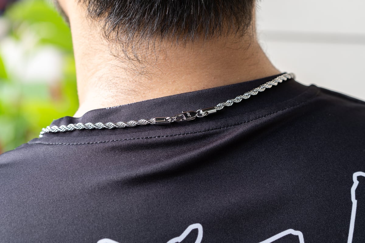 Delight Gold - White Gold Plated - 4MM, 24 Inch Rope Chain