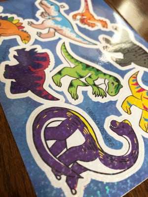 Image of Holo Sticker Sheet -Pride Dinosaurs!
