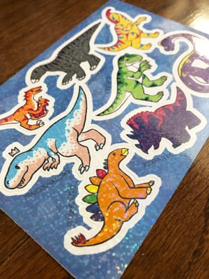 Image of Holo Sticker Sheet -Pride Dinosaurs!