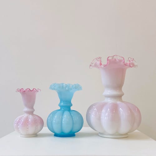 Image of Vintage American Fenton melon vases