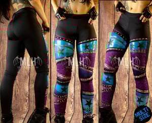 PURPLE/TURQUOISE STAR LEGGINGS