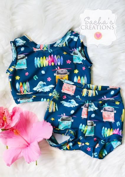 Image of Surf's Up Swim Crop Tank & Bummies Set