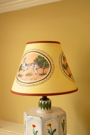 Image of Oval Paintings - Tapered Empire Lampshade - Terracotta Trim
