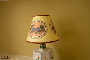 Image of Oval Paintings - Tapered Empire Lampshade - Terracotta Trim