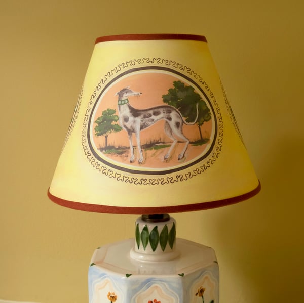 Image of Oval Paintings - Tapered Empire Lampshade - Terracotta Trim