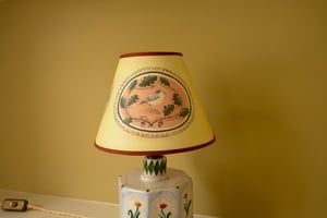 Image of Oval Paintings - Tapered Empire Lampshade - Terracotta Trim