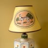 Oval Paintings - Tapered Empire Lampshade - Brown Trim 