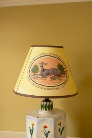 Image of Oval Paintings - Tapered Empire Lampshade - Brown Trim