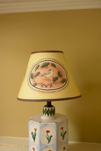 Image 4 of Oval Paintings - Tapered Empire Lampshade - Brown Trim 