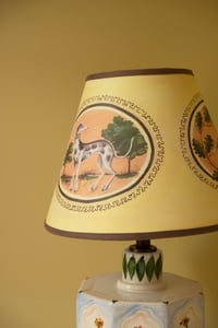 Image 5 of Oval Paintings - Tapered Empire Lampshade - Brown Trim 
