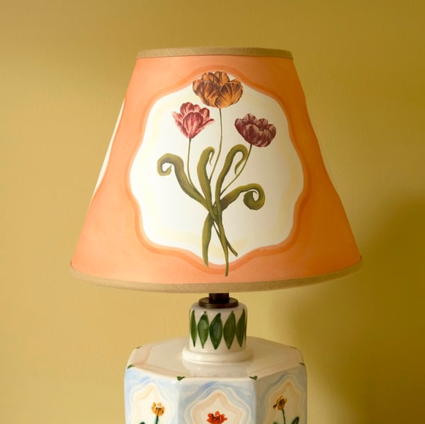 Image of Trio of Tulips - Tapered Empire Lampshade - Beige trim