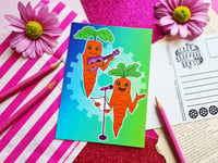 Image 2 of Postcard: Carrots at an Open Mic Night!